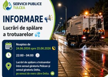 Atenție! În această noapte se spală trotuarele de pe str. Isaccei din municipiu