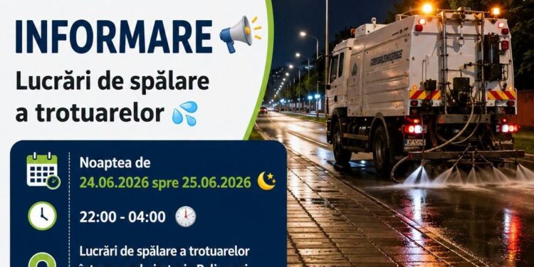 Atenție! În această noapte se spală trotuarele de pe str. Isaccei din municipiu