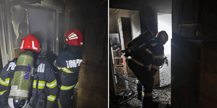 Incendiu la un bloc din Niculițel