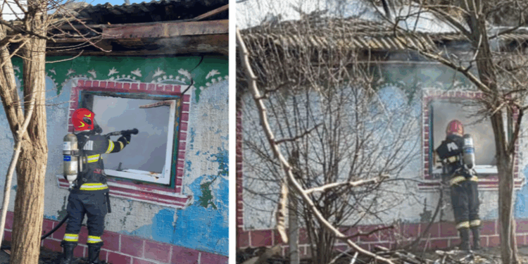 Casă din Ostrov incendiată. Focul a pornit de la un scurtcircuit