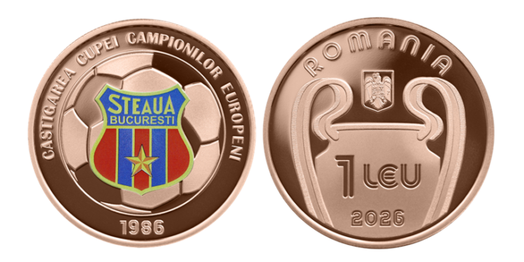 S-a bătut monedă cu „Steaua București – 40 de ani de la câștigarea Cupei Campionilor Europeni”.
